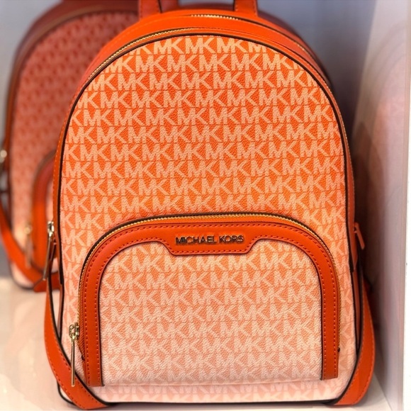 Michael Kors Jaycee Medium Ombré Signature Logo Backpack Red Clay - Picture 1 of 7